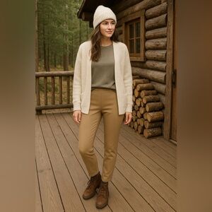 J.Jill Ponte Slim Leg Pants M Tall Beige Tan Stretch Pull-On